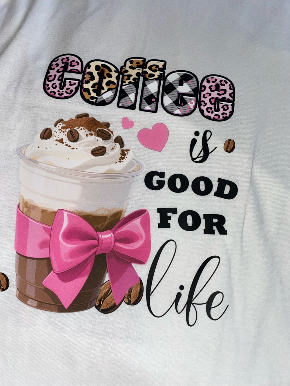 Hanes White Graphic Tee with Pink Accents